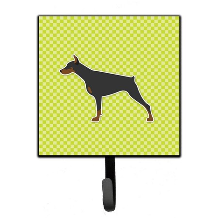 Carolines Treasures Doberman Pinscher Checkerboard Green Leash or Key Holder BB3860SH4